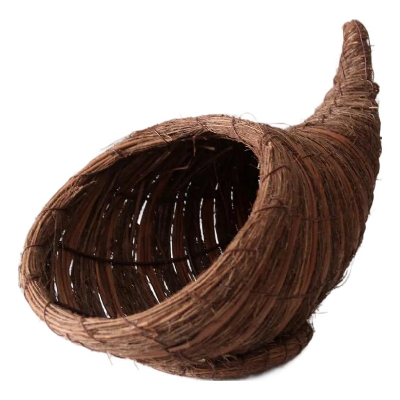 Vintage Woven Cornucopia Basket | Chairish