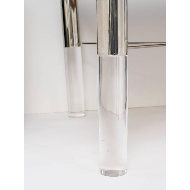 Turquoise Leather and Lucite Game Table For Sale - Image 10 of 12