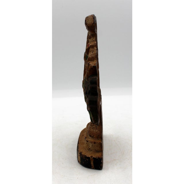 Late 19th century cast iron basket of flowers doorstop, Anglo-American. Worn soft old enamel paint. 8.13" x 6.13" x 1.5"....