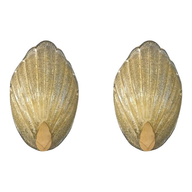 1960s Amber Graniglia Sconces by Murano Due, a Pair For Sale