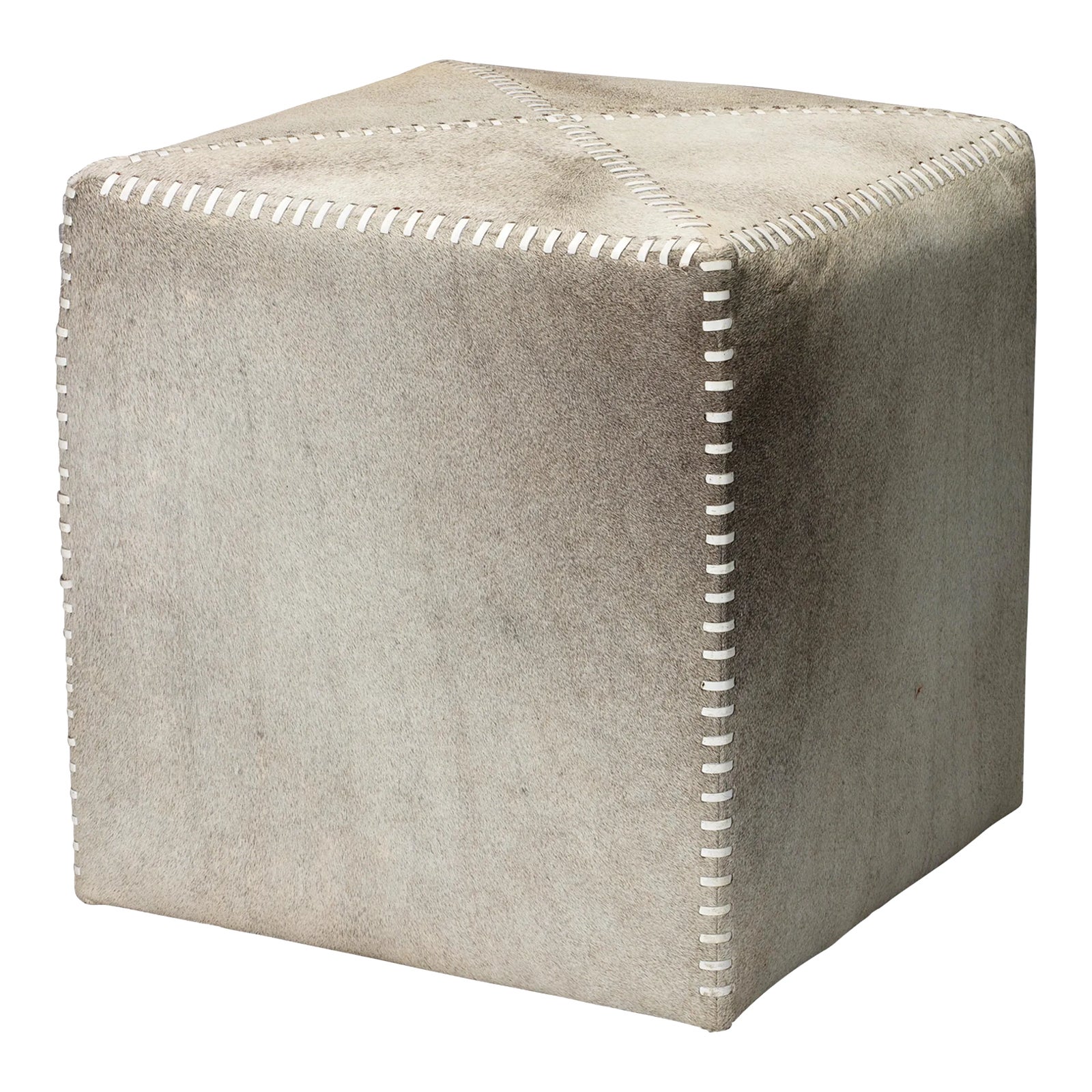 Jamie Young Ottoman in Grey Ox Hide, Small | Chairish