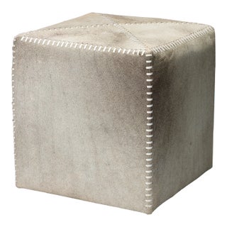 Jamie Young Ottoman in Grey Ox Hide, Small For Sale