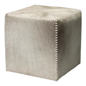 Jamie Young Ottoman in Grey Ox Hide, Small