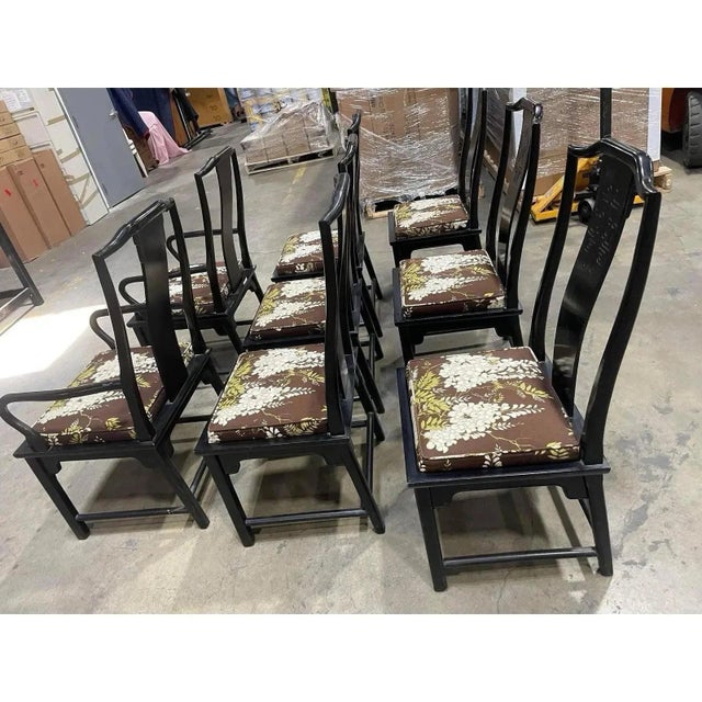 Black Chinoiserie Chin Hua Dining Chairs by Century Furniture- Set of 8 For Sale - Image 8 of 9