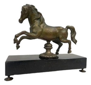 Antique Bronze Horse with Marble Granite Base, 1920s