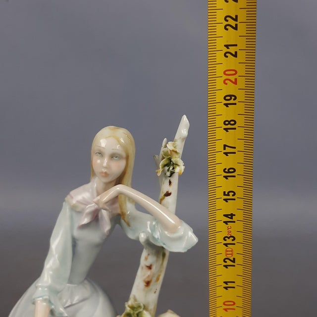 Porcelain Sculpture of Shepherdess with Sheep from Creazioni Fabiola, 1950s For Sale - Image 16 of 17