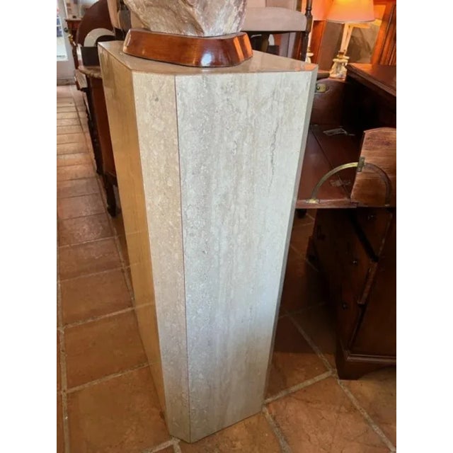 Circa 1970s Chief Marble Bust Figure on Pedestal For Sale In West Palm - Image 6 of 7