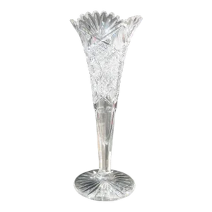 16” Trumpet Vase American Brilliant Cut Crystal Circa 1890s