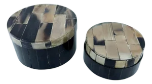 Set of Two Nesting Tessellated Horn Boxes