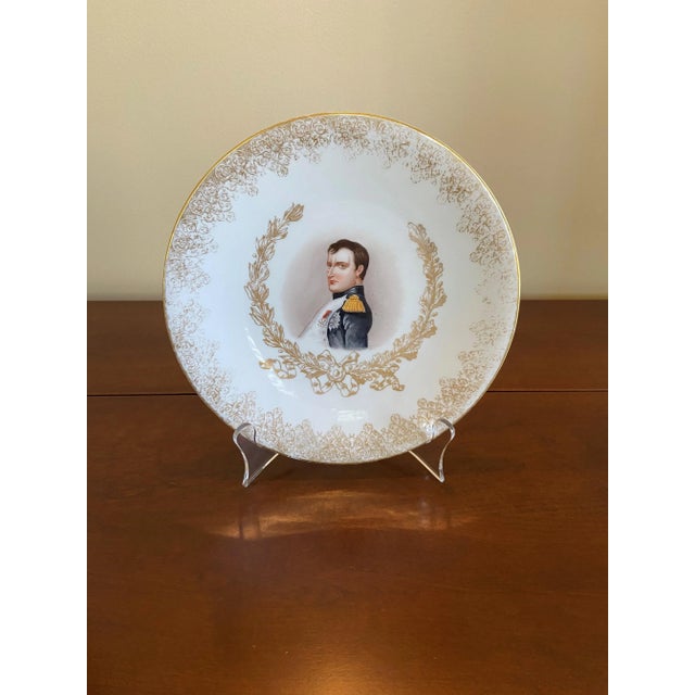 White Antique Napoleon Portrait Porcelain Plate With 22k Gold and Sevres-Style Imperial Mark For Sale - Image 8 of 8