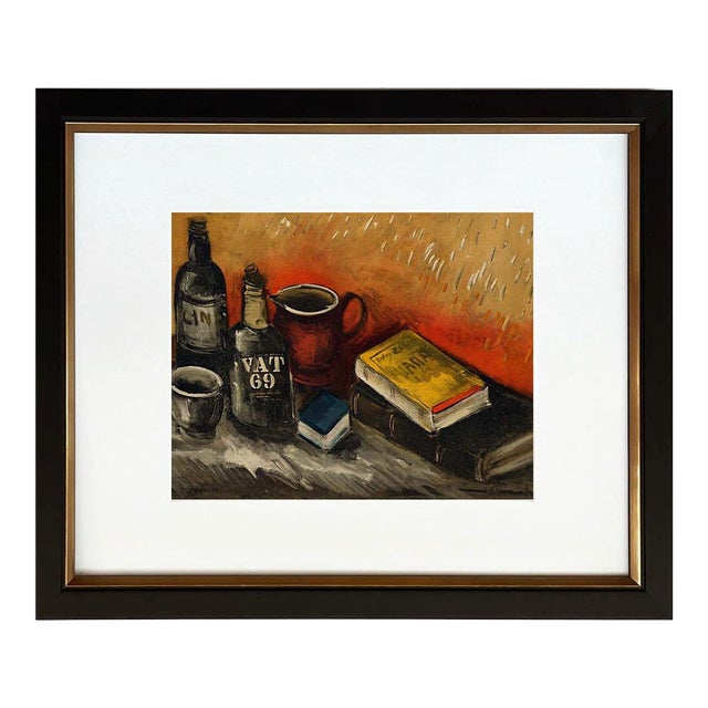 Vlaminck Lithograph 27 Still Life With Whisky Bottle 1958 Framed For Sale