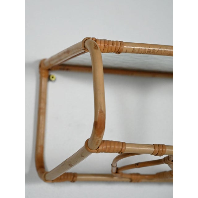 Brown Suspended Bamboo Bedside Table, 1960s For Sale - Image 8 of 10