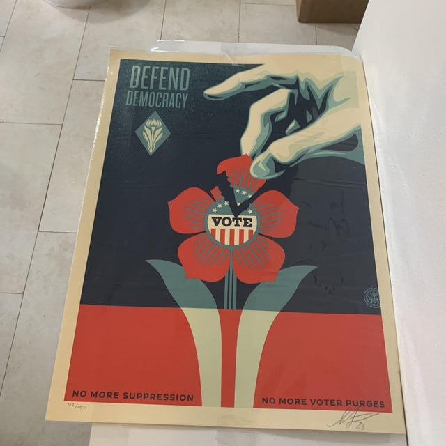 Defend Democracy Authentic Artwork Direct from the Artist Shepard Fairey 107/450 * Category: Art Art Prints * Type: Print...
