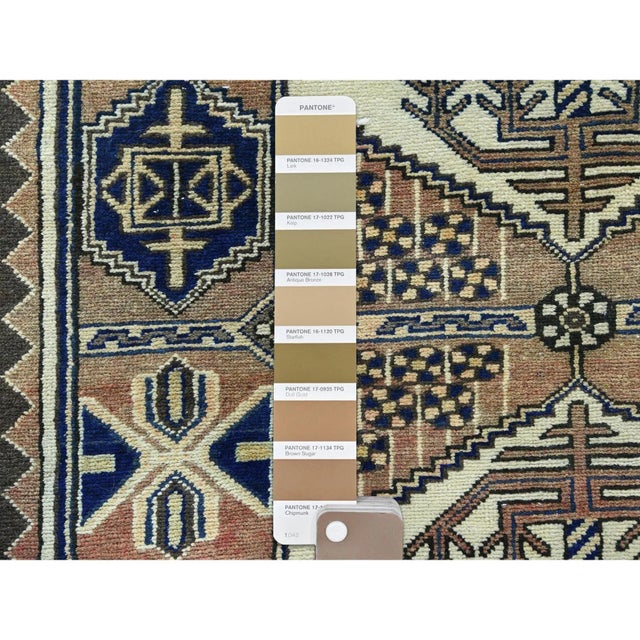 1960s Mocha Brown With a MIX of Red Vintage Persian Heriz Hand Knotted Abrash Distressed Wool Wide Runner For Sale - Image 4 of 8