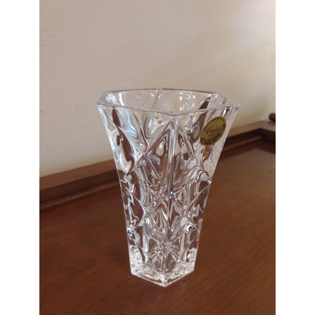 Vintage Cristal France Flower Vase Cross Hatch Pattern. Vase is in excellent vintage condition without chips or cracks....