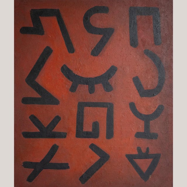 Manuel Rufi Gibert, Geometric Abstraction in Red, 1990s, Oil on Board For Sale - Image 9 of 9