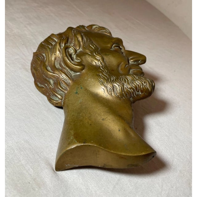 Metal Antique Realistic Gilt Bronze Abraham Lincoln President Wall Plaque Medallion For Sale - Image 7 of 9