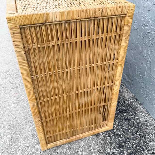 Late 20th Century Vintage Boho Chic Blonde Wicker Credenza For Sale - Image 5 of 10