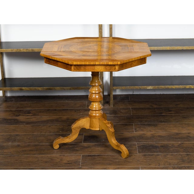 19th Century Italian 19th Century Octagonal Table with Saint George and the Dragon Marquetry For Sale - Image 5 of 12