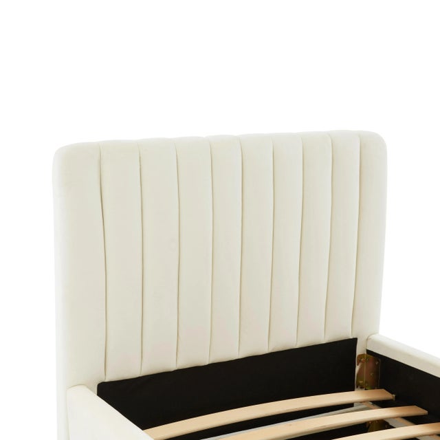 Wood Angela Velvet Cream Trundle in Twin For Sale - Image 7 of 8