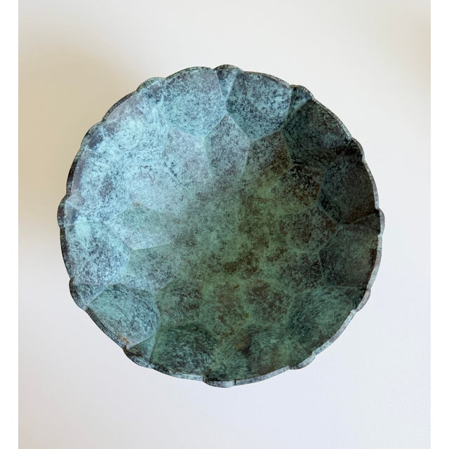 Early 20th Century Vintage Bronze Verdigris Footed Bowls - A Pair For Sale - Image 5 of 13