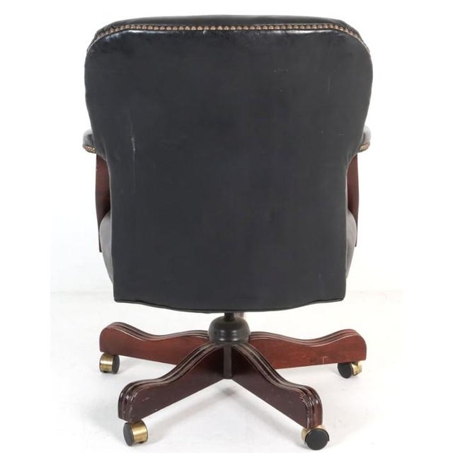 Late 20th Century Late 20th Century Tufted Leather Executive Office Chair Traditional Chesterfield Style For Sale - Image 5 of 11
