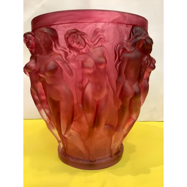 1960s Vintage XL Red Naked Ladies Glass Art Unique Vase For Sale - Image 11 of 13