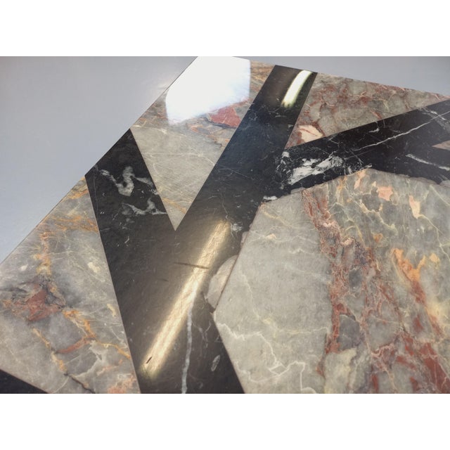 Vintage Square Marble Coffee Table with Geometric Patterns, 1970s For Sale - Image 11 of 14