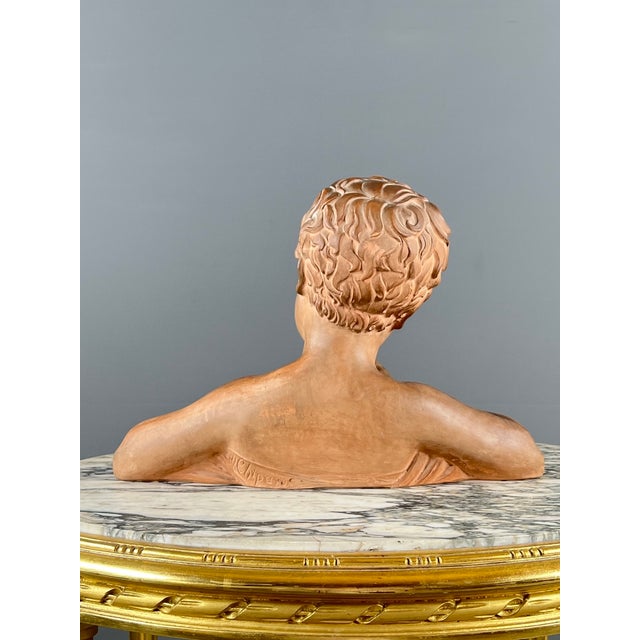 19th Century D. H. Chiparus, Sculpture of a Child's Bust, 1890s, Terracotta For Sale - Image 5 of 9