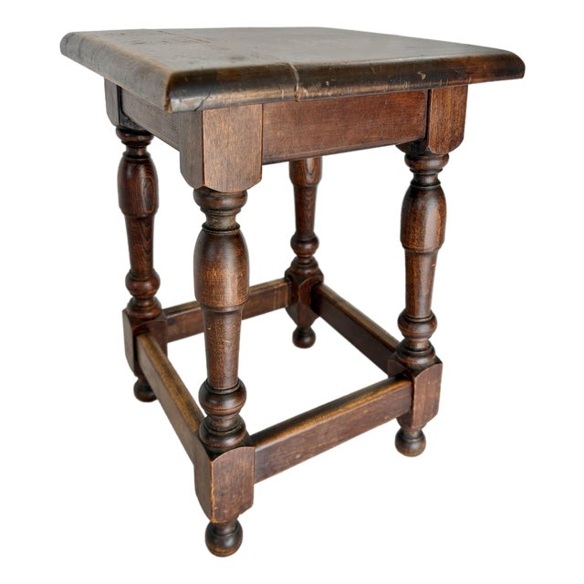Early 20th Century French Walnut Stool For Sale
