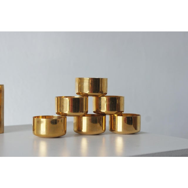 1970s Gold-Plated Brass Set by Pierre Forssell for Skultuna, Sweden, 1970s, Set of 7 For Sale - Image 5 of 6
