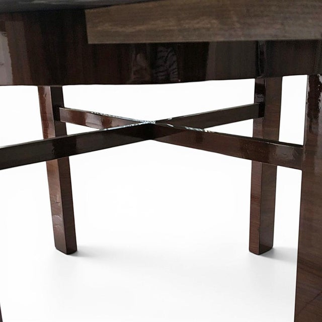 Art Deco Extendable Table with Piano Black Lacquered Top, 1930s For Sale - Image 9 of 10