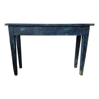 Blue Patinated Wooden Console Table, 1940s For Sale