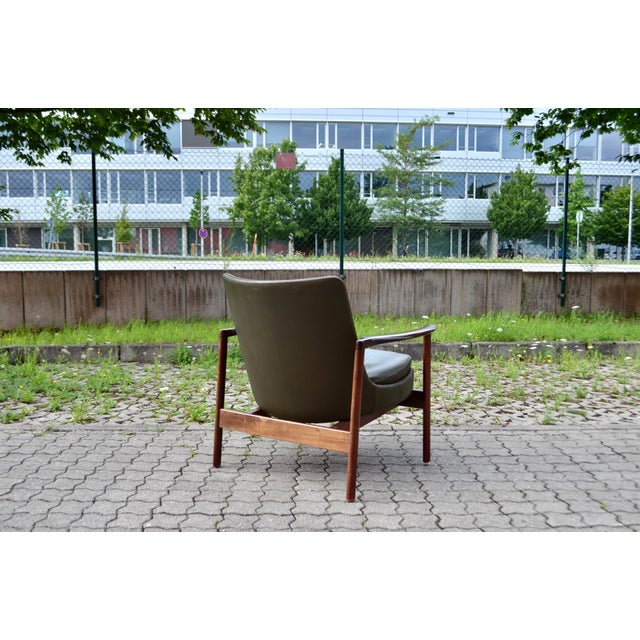 Olive Leather Lounge Chair by Ib Kofod Larsen for Fröscher Sitform, 1976 For Sale - Image 14 of 18