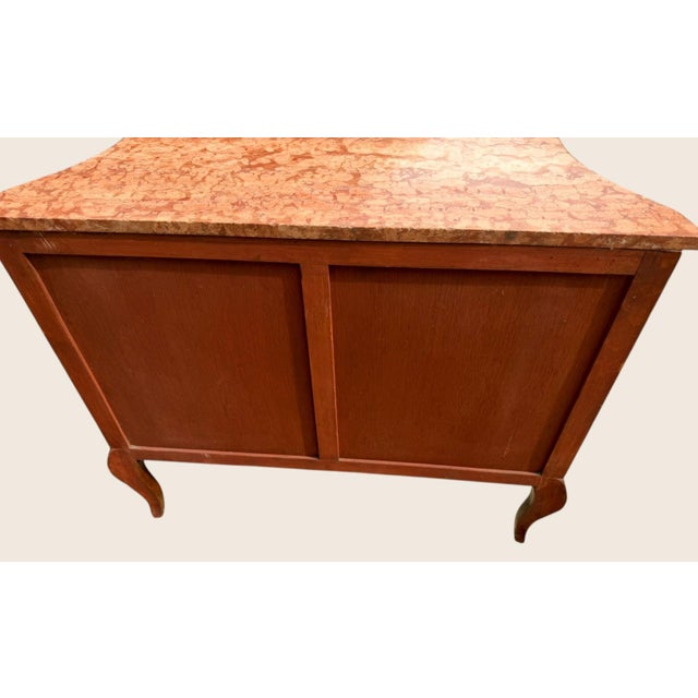 Vintage Louis XV Style Floral Marquetry Bombe Commode With Marble Top For Sale In Dallas - Image 6 of 18