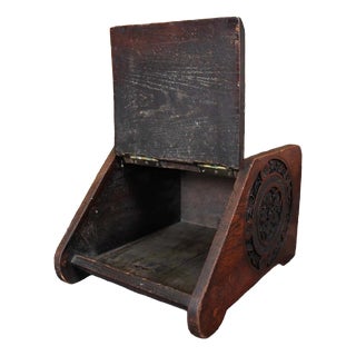 Art Nouveau Wooden Charcoal Burner with Carvings For Sale