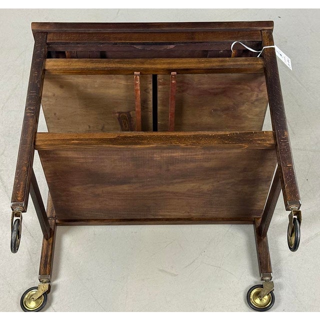 Brown Antique Serving Trolley with Folding Side Panels by Thonet, 1930s For Sale - Image 8 of 9
