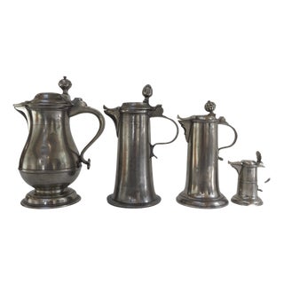 Antique German Pewter Tankards, Early 19th Century, Set of 4 For Sale