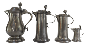 Antique German Pewter Tankards, Early 19th Century, Set of 4