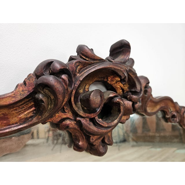 Wood Italian Carved Wooden Mirror, 1910s For Sale - Image 7 of 15