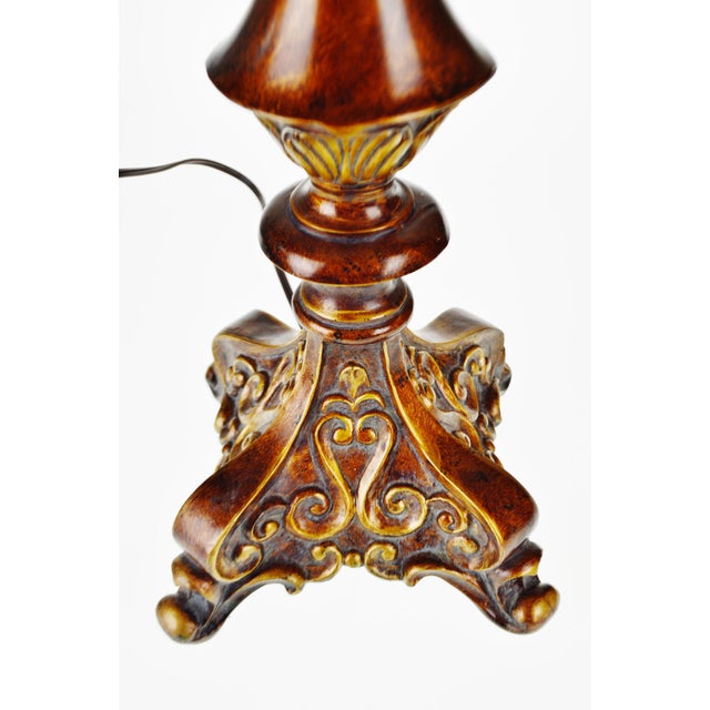 Vintage Carved Wood Look Table Lamp Chairish