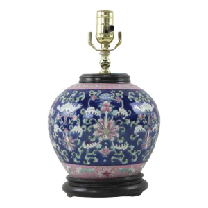 ChineseEarly 20th Century Famille Rose Porcelain Jar Table Lamp