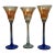 Late 20th Century Rick Strini Signed Iridescent Amber & Cobalt Tulip Art Glass Goblets, Set of 3 For Sale