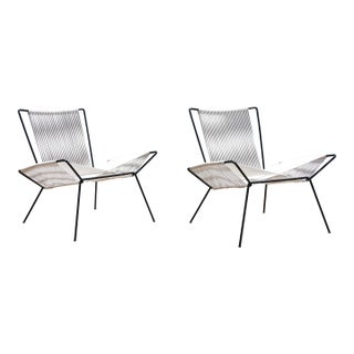 Vintage Pair of Iron and Rope Lounge Chairs | Mid Century Modern Sculptural Accent Chairs For Sale