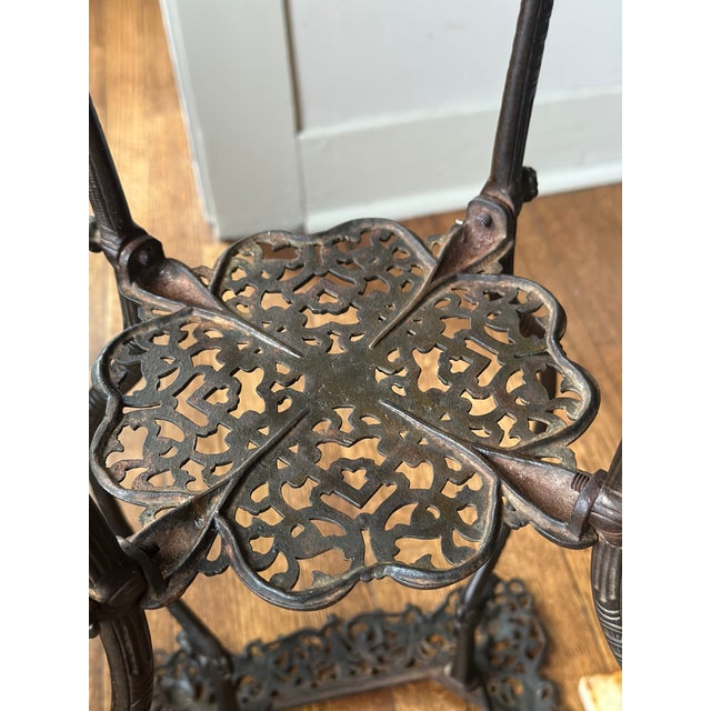 Antique 1890s National Brass & Iron Works Ornate Victorian Cast Iron and Onyx Plant Stand For Sale - Image 13 of 16