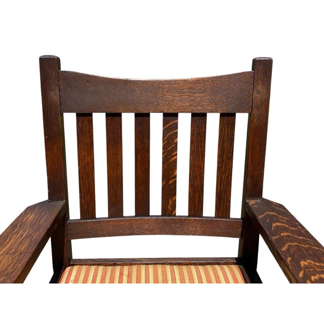 Antique Arts & Crafts / Mission Oak Armchair For Sale - Image 4 of 9