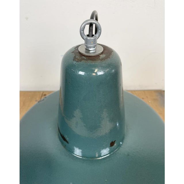 Industrial Green Enamel Factory Lamp, 1960s For Sale - Image 12 of 15