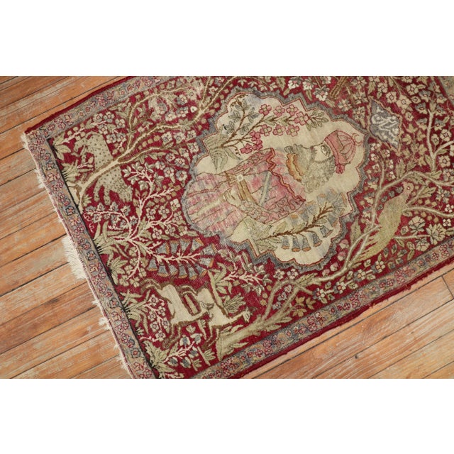 An Early 20th Century Persian Kerman Pictorial Rug - 2'4" x 3'3" For Sale In New York - Image 6 of 7