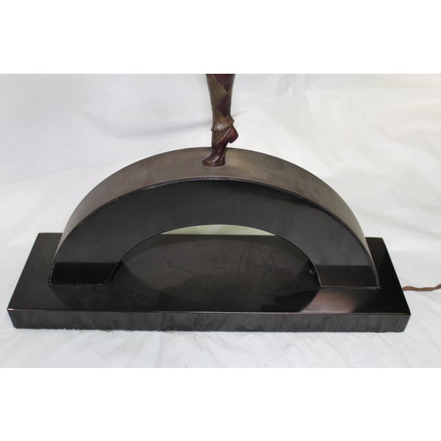 1990s Art Deco Style Bronze Harlequin Lamp For Sale - Image 4 of 18