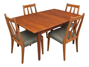 Mid-Century Dining Table from Gordon Russell and Danish Teak Chairs from Dyrlund, 1960s, Set of 5